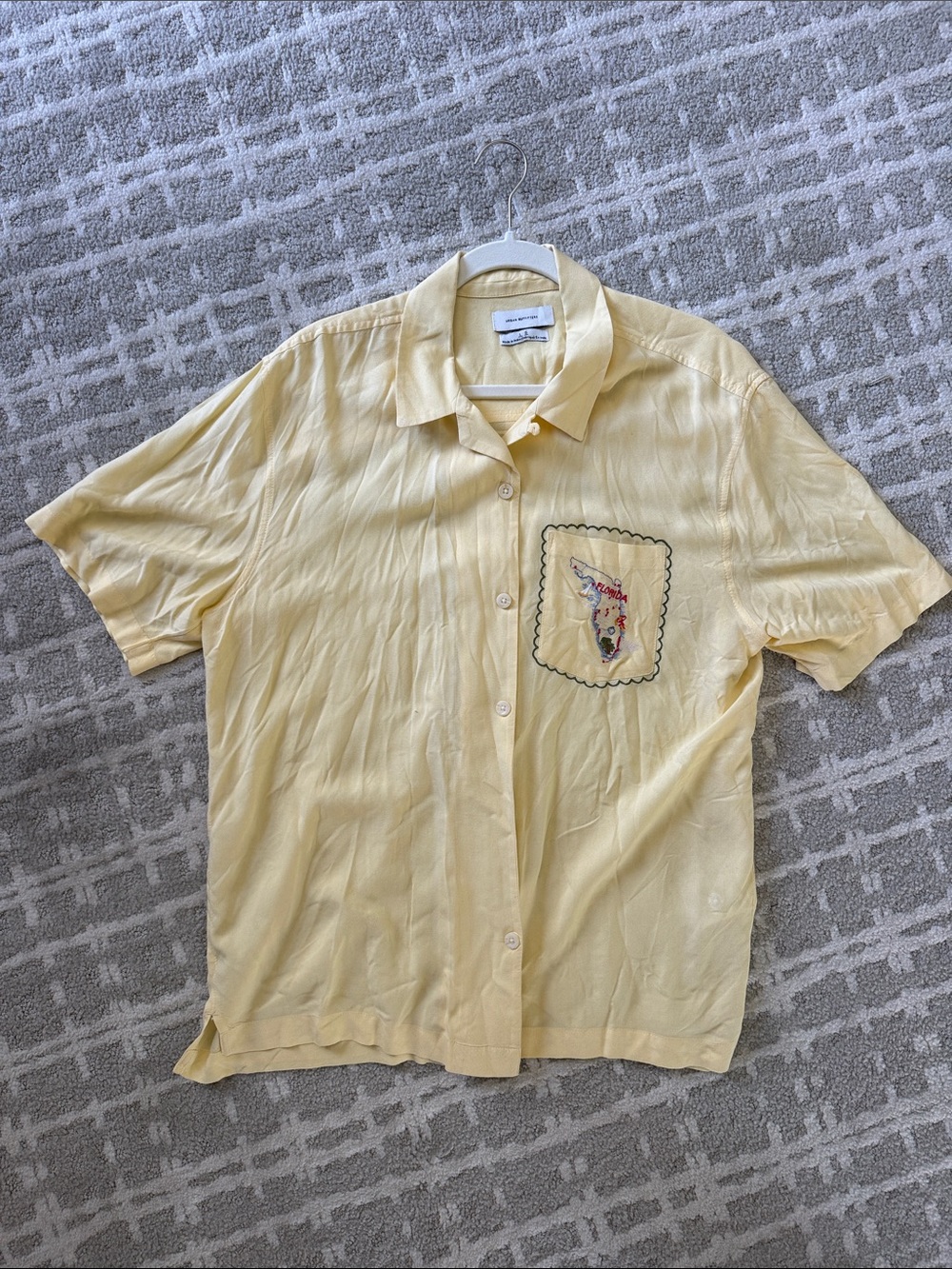 Urban Outfitters Light Yellow Short Sleeve Button-Up Shirt